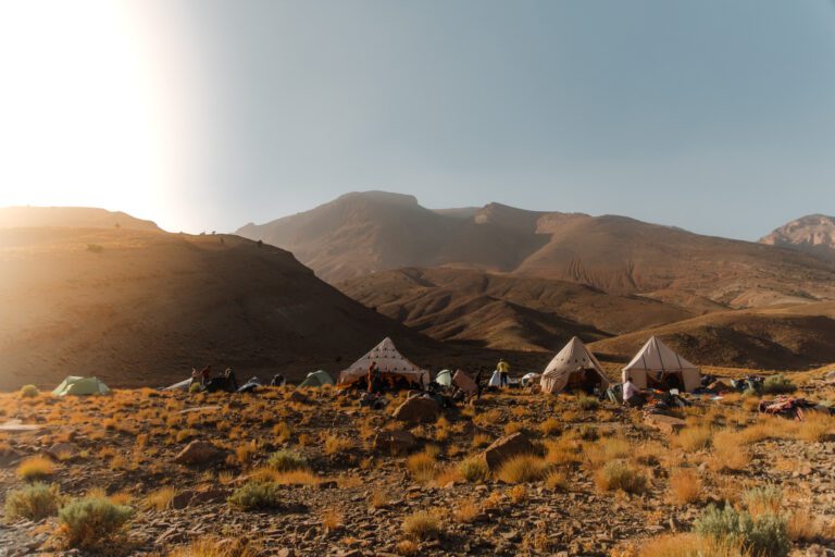 Bivouac, campement pendant l'atlas trail au Maroc